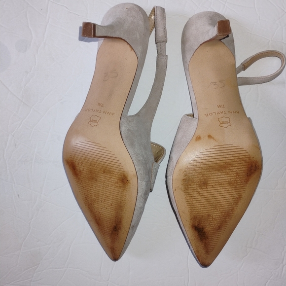 NEW Condition Ann Taylor Suede Slingback | Size 7 | Penny Loafer Style Heels - Picture 3 of 5
